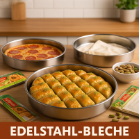 ROLAND Edelstahl rundes Backblech Tepsi 28cm/32cm/36cm...