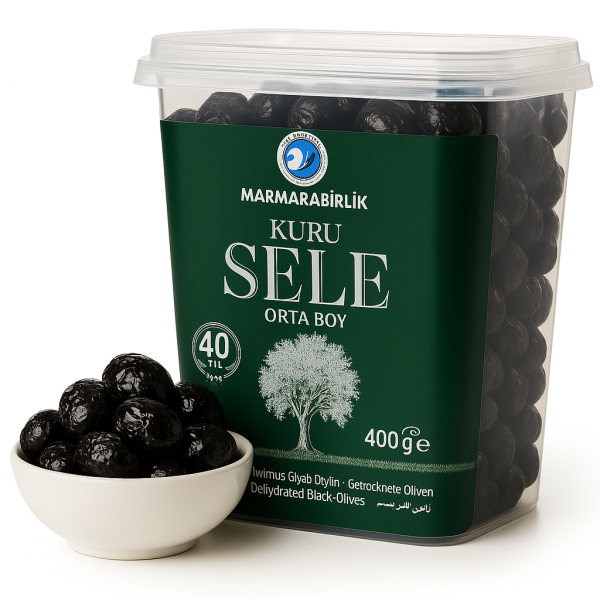 Marmarabirlik Kuru Sele Zeytin - Schwarze Oliven 2xs in Pet 400g