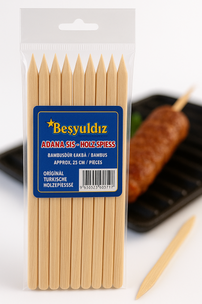 Besyildiz Adana Holzspieße 20 Stück – Adana Kebab 20 Adet 25cm lang