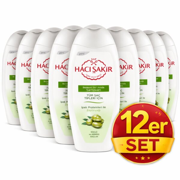 12 x 500ml Haci Sakir Olivenöl Shampoo 2in1 Unisex mild für alle Haartypen