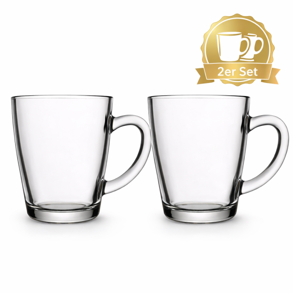 Pasabahce 55531 Teeglas Glasbecher mit Henkel Basic 340 ml (2 er Set)