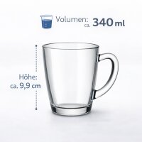 Pasabahce 55531 Teeglas Glasbecher mit Henkel Basic 340 ml (2 er Set)