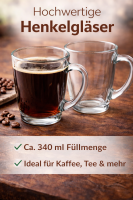 3 x 2er Set - Pasabahce 55531 Teeglas mit Henkel Basic 340ml